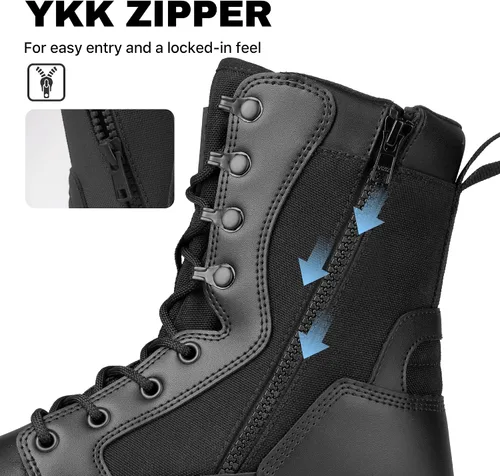 Miniatura 4 de FREE SOLDIER Men's Work Tactical Boots 8 Inches Side Zipper Lightweight Combat Boots Durable Suede Leather Military Boot Desert Boot
