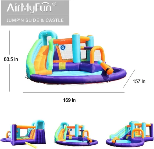 Miniatura 5 de Doctor Dolphin - Casa inflable de rebote con tobogán acuático, casa inflable para niños grandes, tobogán acuático para patio trasero, parque