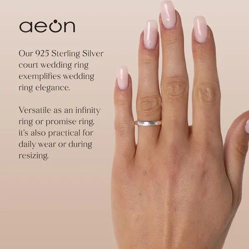Miniatura 2 de Aeon Anillo de boda de plata de ley 925 30.197 in Ajuste cómodo para hombres y mujeres Tallas J-Z Calidad premium para momentos especiales