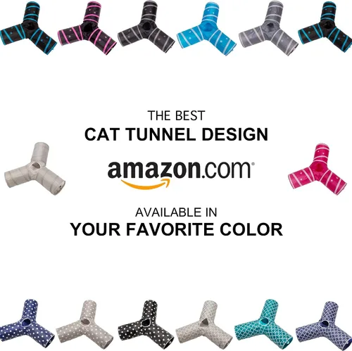 Miniatura 5 de Cat Tunnel - Juguete plegable de 3 vías - Tubo divertido para conejos, gatitos y perros, aguamarina