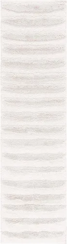 Miniatura 2 de SAFAVIEH Hi-Lo Shag Collection - Alfombra para pasillo, 2 pies 2 pulgadas x 8 pies, color beige, diseño moderno a rayas, no desprende pelusa