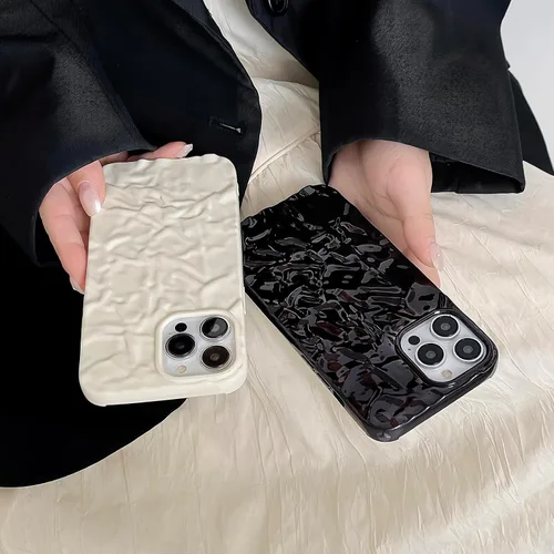 Miniatura 5 de Funda compatible con iPhone 14 Pro, Diseño Lindo de Lujo con Papel de Estaño Plisado, Fundas de Teléfono de Moda para Mujeres, Electrochapado