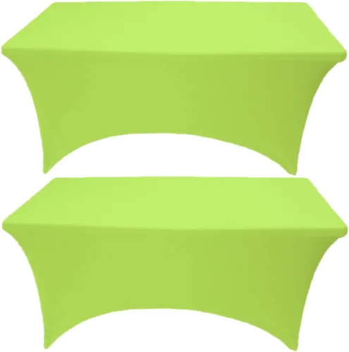 Miniatura 9 de Paquete de 2 manteles de elastano elásticos de elastano verde cazador de 4 pies para mesas rectangulares, eventos, bodas, banquetes y fiestas