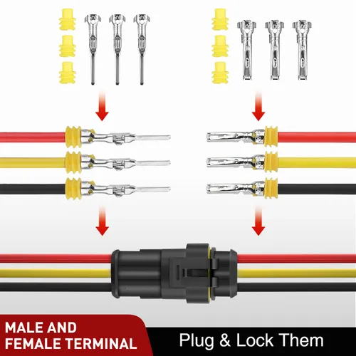 Miniatura 8 de Nilight 622 piezas conectores eléctricos de 1 2 3 4 5 6 pines, enchufe terminal macho hembra, conectores de cable impermeables, juego de conexión
