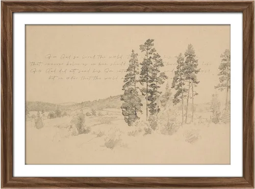 Miniatura 161 de MUDECOR Lienzo enmarcado prémium para pared, pinos nevados en bosque de invierno, ilustraciones modernas, arte contemporáneo, escénico, divertido