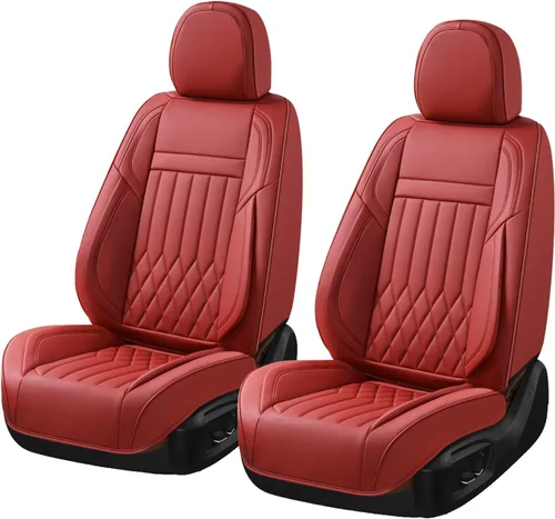 Miniatura 22 de Juego completo de fundas de asiento de automóvil de cuero napa impermeables y transpirables de 2 plazas, aptas para asientos delanteros