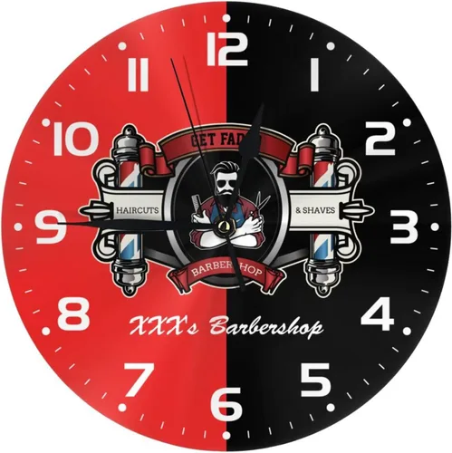 Miniatura 11 de Reloj de pared personalizado para peluquería, añade tu texto, reloj de peluquería rojo personalizado, reloj de pared para salón de belleza, regalo