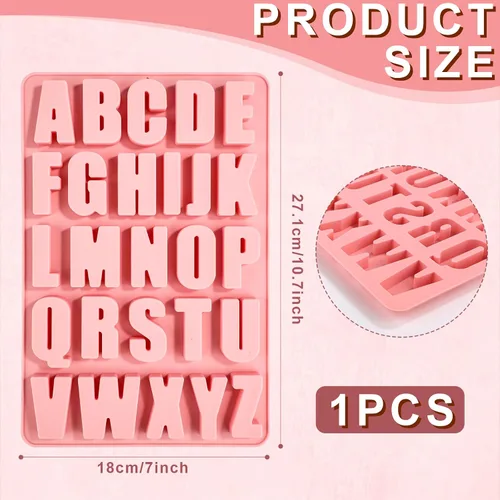 Miniatura 2 de Molde de letras de silicona para chocolate, 26 cavidades, plantillas de alfabeto, antiadherentes, plantillas de chocolate, bandejas de silicona