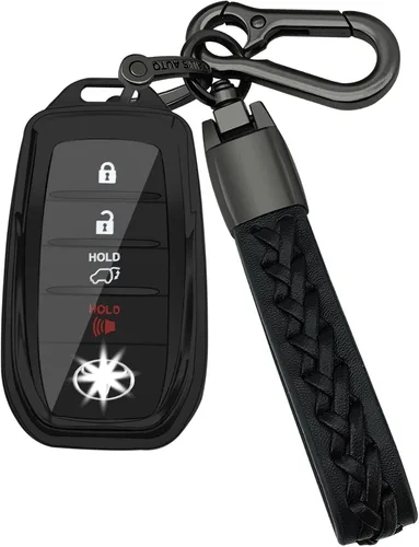 Kirsnda para llavero Toyota, estuche con cadena, Funda protectora de TPU de 360 grados compatible con Venza 2021-2022, RAV4 Prime, Sienna, Land Negro