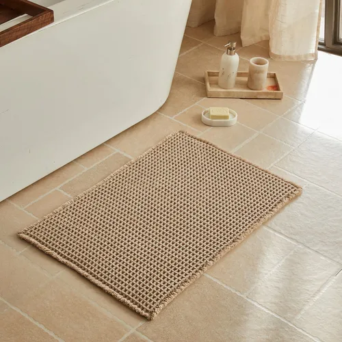 Miniatura 46 de Triohero Tapete de baño con diseño de gofre, tapete de baño pequeño y bohemio, antideslizante, lavable, ultra suave, súper absorbente, de secado