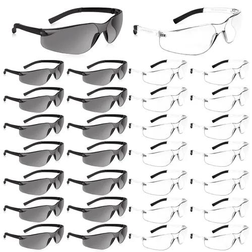 Miniatura 8 de Salfboy Juego de 30 gafas de seguridad tintadas con resistencia a arañazos ANSI Z87.1, gafas de protección ocular resistentes a arañazos para 118-30