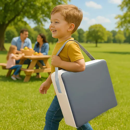 Miniatura 8 de Eiury Asiento elevador para niños pequeños, silla de comedor para cocina, cojín de poliuretano impermeable, antiarañazos, parte inferior Gris oscuro