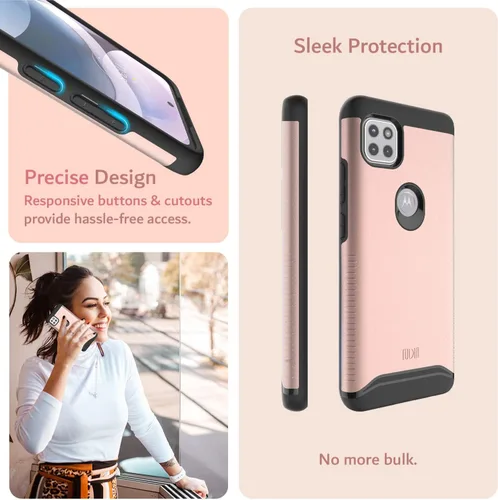 Miniatura 4 de TUDIA DualShield - Funda para teléfono Motorola One 5G ACE 2021, [Fusionar] a prueba de golpes, grado militar, doble capa, resistente, delgada, Oro