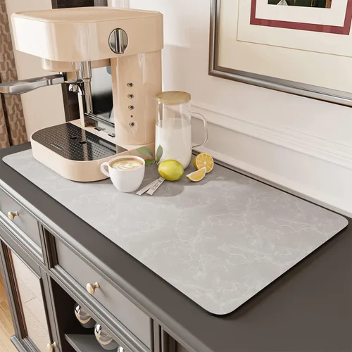 Miniatura 29 de AMOAMI Tapete de café absorbente con parte trasera de goma para secar platos para encimera de cocina, accesorios de bar para debajo de la cafetera