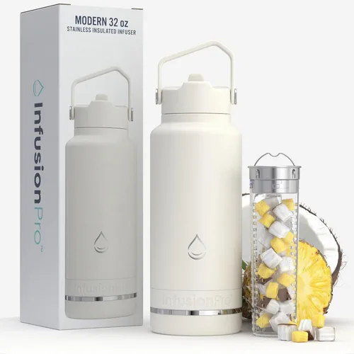 Miniatura 13 de Infusion Pro Botella de agua con infusor de frutas, acero inoxidable aislado al vacío (20 onzas), libro electrónico de recetas de infusión de Lagoon