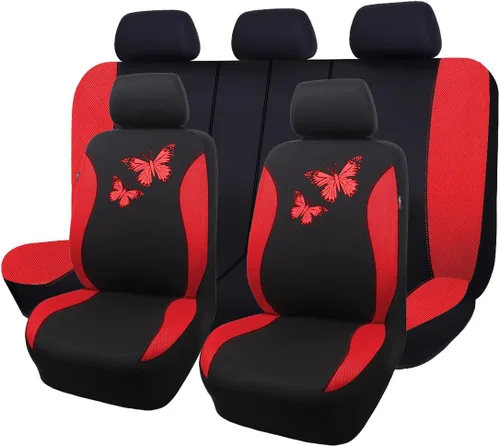 Miniatura 19 de Flying Banner - Juego completo de fundas para asiento de automóvil Butterfly, estilo universal de moda para mujer, para banco trasero (divisible)