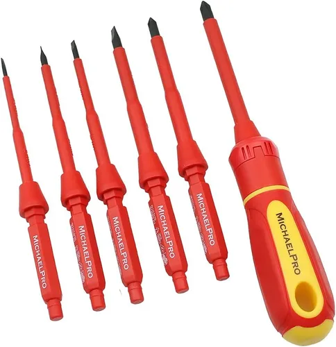 MichaelPro Juego de destornilladores aislados, destornillador aislado de 1000 voltios con cuchillas intercambiables, bolsa de herramientas,