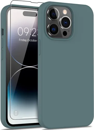 Miniatura 23 de bemal Funda para iPhone 14 Pro con protector de pantalla, silicona líquida de ajuste delgado, forro de microfibra suave, diseñada para mujeres