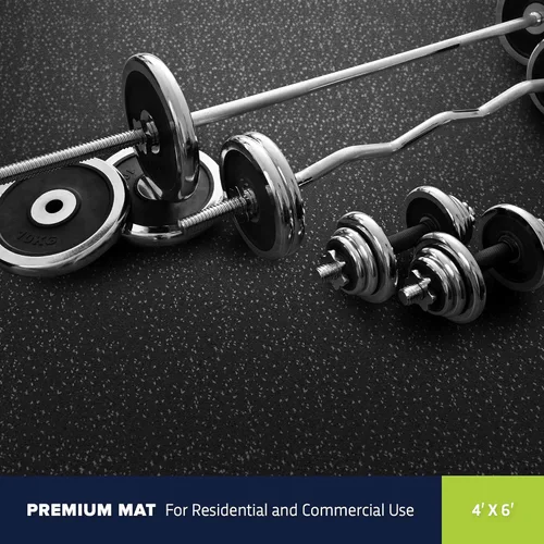 Miniatura 2 de IncStores Tapete Premium de 4'x6' - Tapete de Ejercicio de Goma Vulcanizada, Tapetes de Alta Densidad para Pisos de Gimnasio, Gimnasio en Casa y Gris