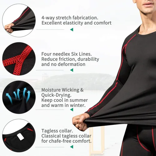 Miniatura 3 de Camiseta de compresión para hombre, de manga larga, atlética, para entrenamiento, camiseta deportiva activa, camiseta interior de ajuste seco