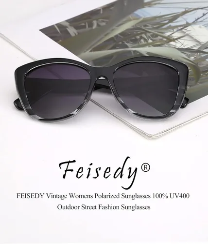 Miniatura 8 de FEISEDY Gafas de sol polarizadas vintage para mujer, estilo Jackie O Cat Eye B2451