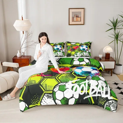 Miniatura 50 de Homewish Juego de edredón de juegos deportivos de pelota, tamaño twin, juego de ropa de cama de béisbol y baloncesto, 2 piezas para niños