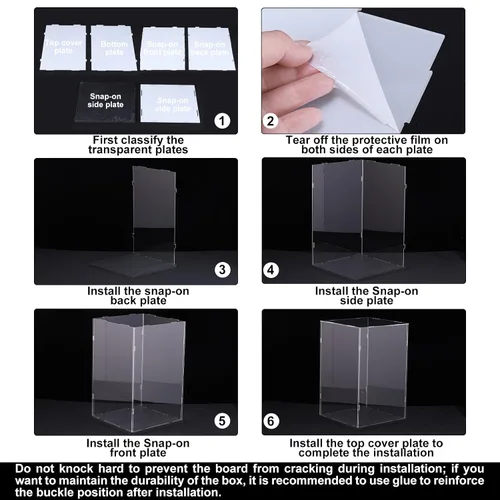 Miniatura 5 de MECCANIXITY Caja de acrílico transparente, caja transparente para ensamblar, escaparate a prueba de polvo de 9.8 x 9.8 x 15.7 pulgadas