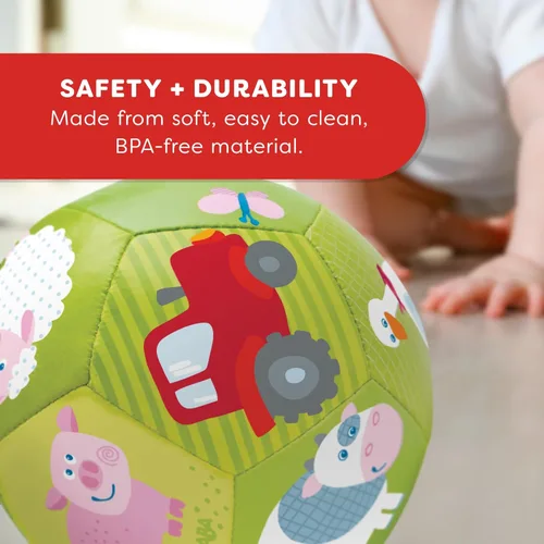 Miniatura 6 de HABA Pelota suave para bebé, tiempo boca abajo y juego sensorial, pelota de juego infantil de 4.5 pulgadas, ideal para gatear, para bebés de 6 meses