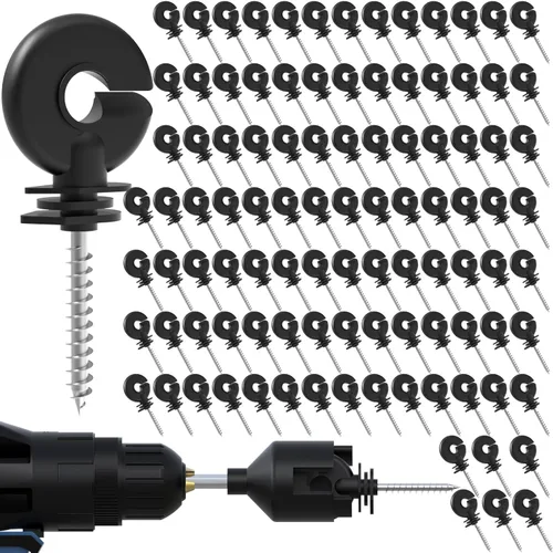 Miniatura 9 de NQN 30 Piezas Aisladores Negros para Cerca Eléctrica, Aislador de Rosca, Poste de Anillo para Cerca, Aislador para Poste de Madera y 1 Pieza
