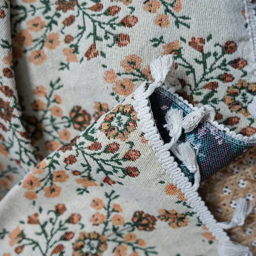 Miniatura 5 de BHUSB Cortinas rústicas para sala de estar de 63 pulgadas de largo, cortinas de ventana de lino y algodón con estampado floral bohemio, cortinas