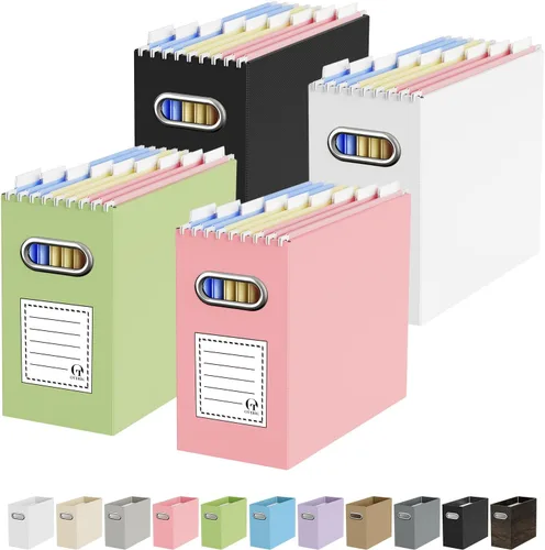 Miniatura 47 de Oterri Caja organizadora de archivos de cartón para colgar carpetas de archivos, tamaño carta, caja de archivos para escritorio de computadora