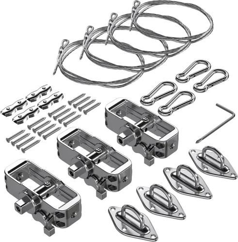 Miniatura 6 de COARBOR Kit de accesorios para velas de sombrilla, accesorios de vela resistentes, 18 pies de largo de acero inoxidable de alambre de alambre