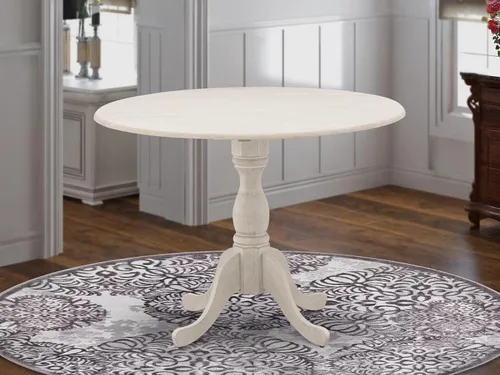Miniatura 2 de East West Furniture DMT-LWH-TP Dublin - Mesa de comedor redonda con base de pedestal, 42 x 42 pulgadas, color blanco lino