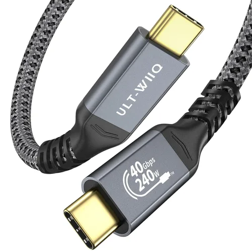 ULT-WIIQ Cable USB4 - Thunderbolt 4, transferencia de datos de 40 Gbps, 240 W PD, 3.1 USB C a C, carga rápida, 8K/6K @60Hz, compatible con iPhone 15