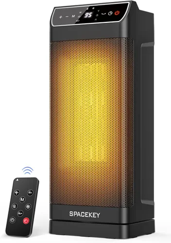 Calentador ambiental, calentadores eléctricos para uso en interiores con termostato, control remoto, temporizador de 1-12H, oscilación de 70° y