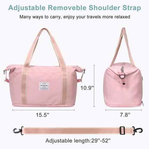 Miniatura 6 de DMLuna Bolsa de viaje de viaje, bolsa de gimnasio deportiva, bolsa de hombro para mujeres y hombres, bolsa de hospital, bolsa de lona expandible