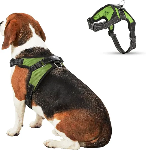 Miniatura 31 de Arnés ajustable reflectante para perro con asa evita tirones, XXS, Negro