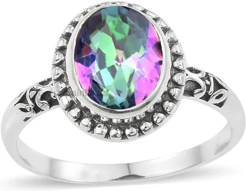 Miniatura 29 de Anillo de plata de ley 925 para mujer, anillo único de gema ovalada hecho a mano