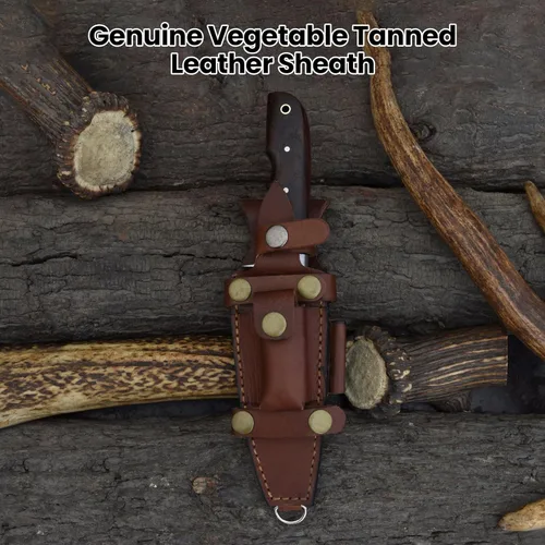 Miniatura 8 de Knives Ranch Cuchillo de Caza Artesanal de 9-1/2"- Cuchillo de Bushcraft y Campamento de Acero Damasco con Espiga Completa- Mango de Palisandro