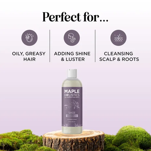 Miniatura 5 de Champú Sage anticaspa con argán, jojoba y spikenard orgánico, 100% natural, sin sulfatos, tratamiento para hombres y mujeres, fórmula antiséptica