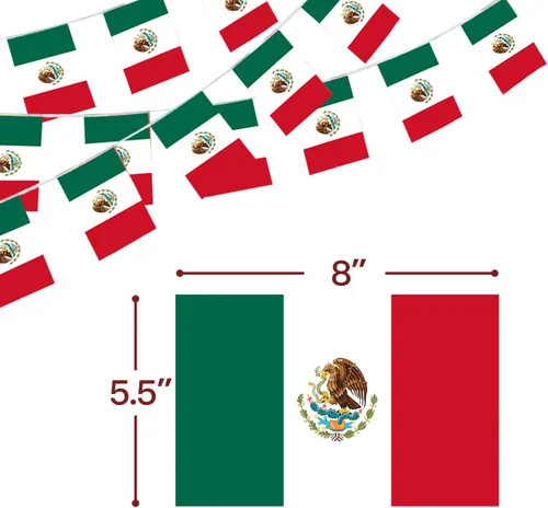 Miniatura 3 de Anley Banderines de cuerda de Estados Unidos Mexicanos – Eventos patrióticos 16 de septiembre Decoración de la Independencia Mexicana Barras México
