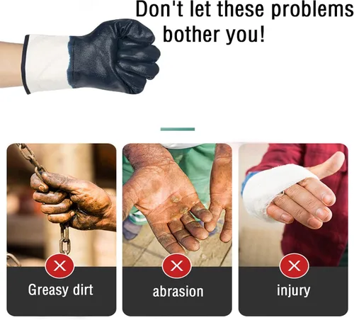 Miniatura 7 de Guantes de aceite azul para hombre, guantes resistentes al aceite resistentes al agua para entrega de combustible, guantes con revestimiento