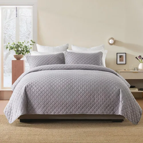 Miniatura 2 de Wistown Juego de ropa de cama reversible tamaño Queen, juego de colcha suave y ligera de 3 piezas para todas las estaciones, patrón de diamante