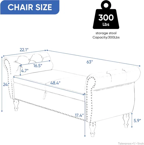 Miniatura 2 de Banco otomano de almacenamiento de terciopelo, banco de mediados de siglo con almohada de almacenamiento y lanzamiento, banco de almacenamiento