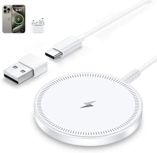 Cargador MagSafe magnético inalámbrico para iPhone compatible con iPhone 17 Pro Max Air 16 15 14 Pro Max Plus 13 12 Pro Max y AirPods 4 3 2 Pro -