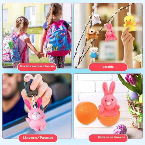 Miniatura 5 de Paquete de 18 huevos de Pascua rellenos con mini animales de peluche para niños, cesta de Pascua, búsqueda de huevos de Pascua, recuerdo de fiesta