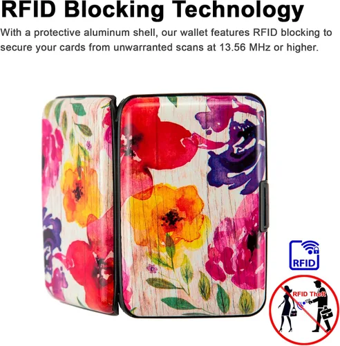 Miniatura 3 de Soporte para tarjetas de crédito, cartera de metal para tarjetas de bloqueo RFID, mini funda rígida de aluminio delgada para tarjetas de negocios