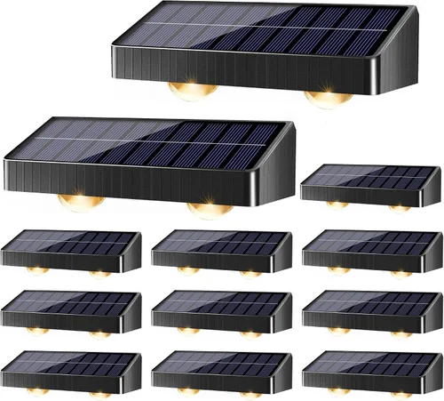 Miniatura 11 de Brizled Luces solares para valla al aire libre, paquete de 8 luces patrióticas para valla al aire libre, 9 colores y 11 modos RGBCW que cambian