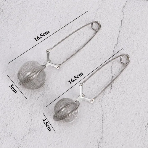 Miniatura 2 de Colador de té de malla de acero inoxidable con asa, filtro de metal, bola de filtro de té, café, hierba, especias, difusor de té (1 unidad, pequeña)
