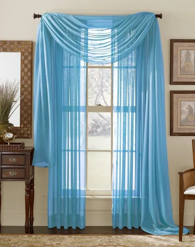Miniatura 8 de Set de 3 piezas de cortina de gasa (2 piezas de 58" x 84") y cenefa de ventana (1 pieza de 37" x 216") (Negro)
